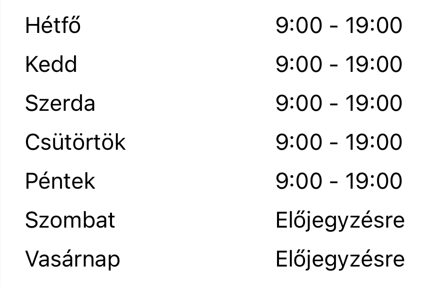 Nyitvatartás